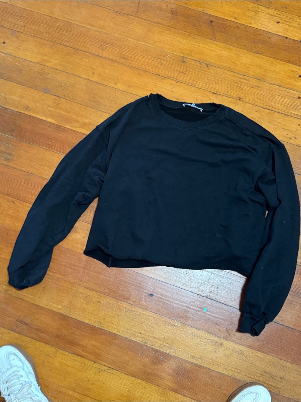 Frame Denim Black Cropped Crewneck Sweater